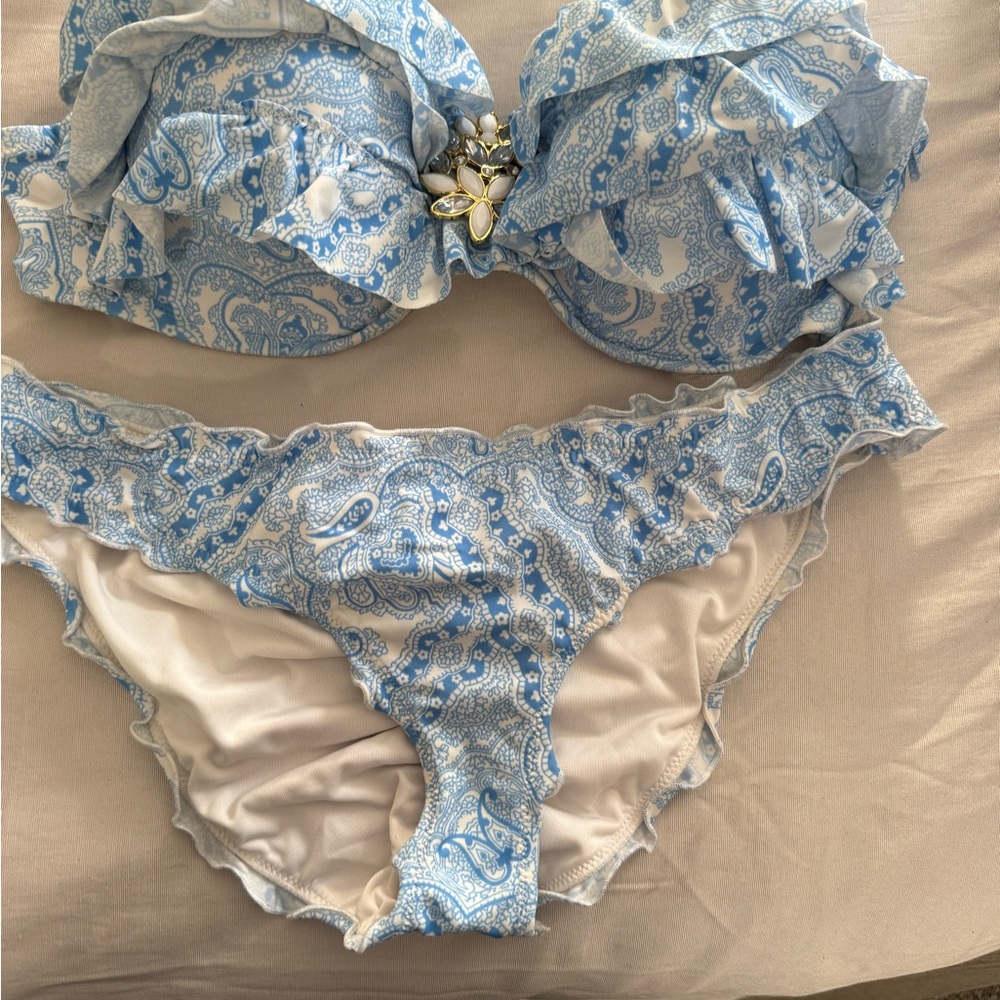 Victoria's Secret Blue and White Paisley Bikini